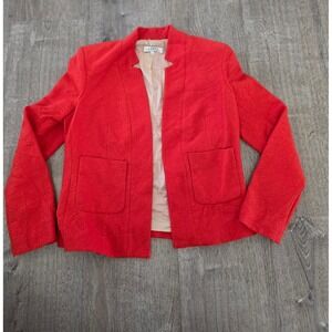 Sandro Paris Red Textured Crepe Open Front Blazer Jacket V5007E Size 40 FR